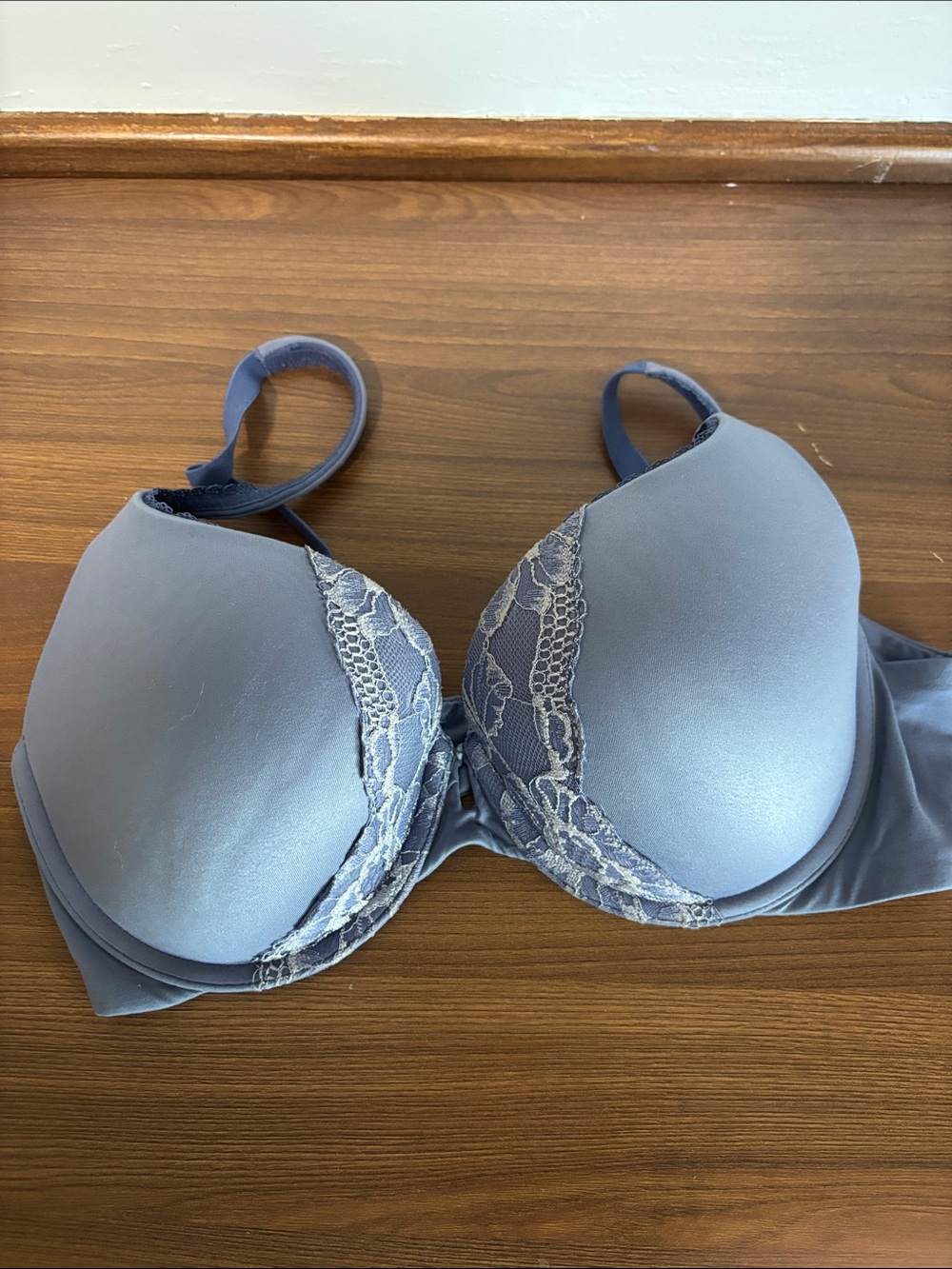 Victoria's Secret Smooth Lace-Accent Bra - Slate Blue